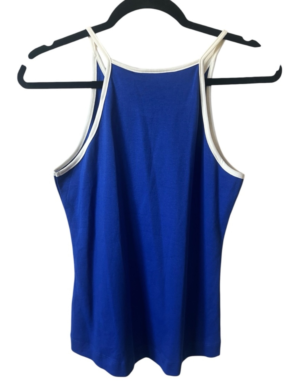 SKFK Liba Indigo Blue Tank White Contrast Trim Minimalist Cotton Top US Size 6 - Picture 4 of 9